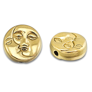 Perles en acier Inox lune & soleil Dor&eacute;