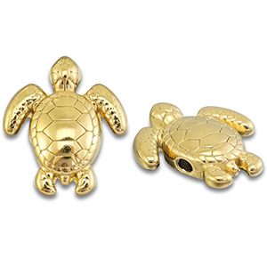 Perles en acier Inox tortue Dor&eacute;