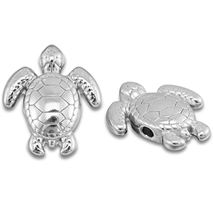 Perles en acier Inox tortue Argent&eacute;