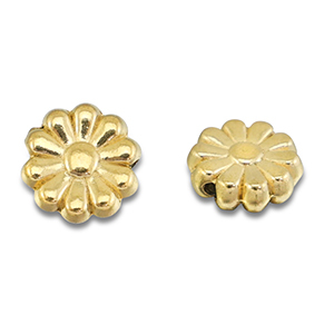 Perles en acier Inox fleur Dor&eacute;