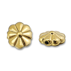 Perles en acier Inox fleur Dor&eacute;