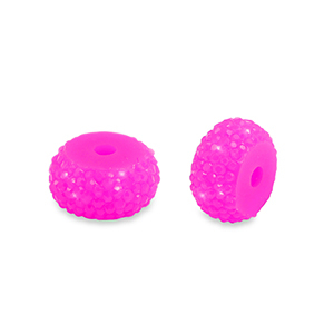 Perles en r&eacute;sine rondelles 12mm Rose magenta