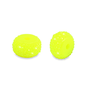 Perles en r&eacute;sine rondelles 10mm Jaune n&eacute;on