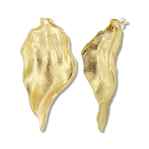 Boucles d'oreilles accroche-regard feuille Dor&eacute;