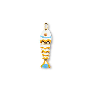 M&eacute;tal TQ laiton breloques poisson Dor&eacute;-blanc-jaune-bleu clair