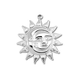 Breloques en acier Inox lune & soleil Argent&eacute;