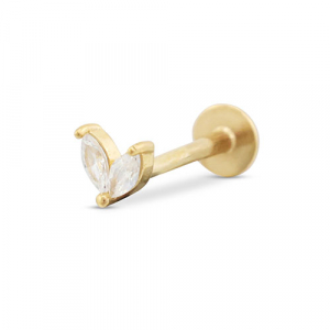 Piercing d&rsquo;oreilles en acier Inox feuille Dor&eacute;