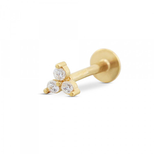 Piercing d&rsquo;oreilles en acier Inox triangle Dor&eacute;