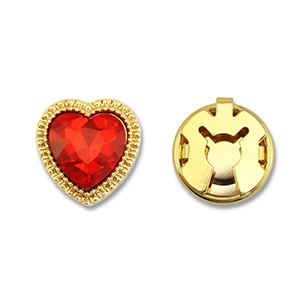 Cache-boutons en laiton Eco-brass&reg; c&oelig;ur Dor&eacute;-rouge