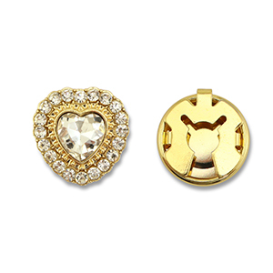 Cache-boutons en laiton Eco-brass&reg; zirconium c&oelig;ur Dor&eacute;-cristal