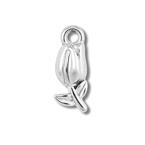 Breloques en acier Inox tulipe Argent&eacute;