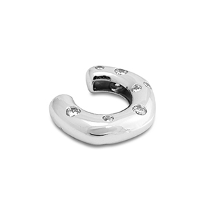 Boucles d'oreilles en acier inox ear cuff avec zirconium Argent&eacute;-cristal