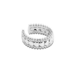 Boucles d'oreilles en acier inox ear cuff c&oelig;ur Argent&eacute;