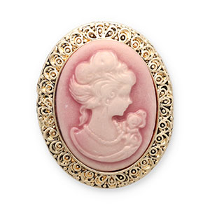 Broches Cam&eacute;e ovale Dor&eacute;-rose vintage