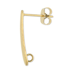 Appr&ecirc;ts en acier Inox boucles d'oreilles / puces d&rsquo;oreilles oblong avec anneau Dor&eacute;