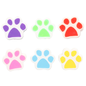 Perles en polym&egrave;re patte de chien Blanc-multicolore