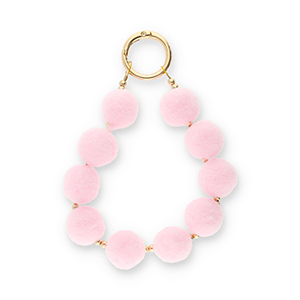 Porte-cl&eacute;s pompom Rose clair-dor&eacute;