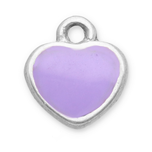 Breloques en acier Inox c&oelig;ur Argent&eacute;-lilas