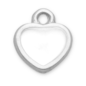 Breloques en acier Inox c&oelig;ur Argent&eacute;-blanc