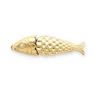 Breloques en acier Inox poisson Dor&eacute;-transparent