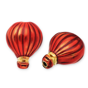 Perles en acier Inox montgolfi&egrave;re Dor&eacute;-rouge