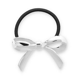 Accessoires pour cheveux &eacute;lastique &agrave; cheveux avec m&eacute;tal n&oelig;ud Argent&eacute;-noir