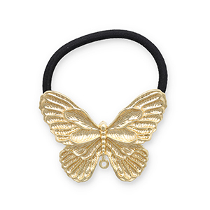 Accessoires pour cheveux &eacute;lastique &agrave; cheveux avec m&eacute;tal papillon Dor&eacute;-noir