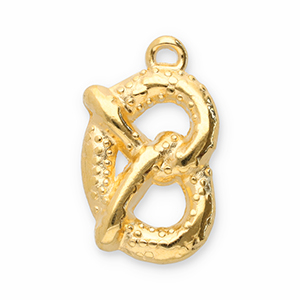 Breloques en m&eacute;tal DQ pretzel Dor&eacute; (sans nickel)