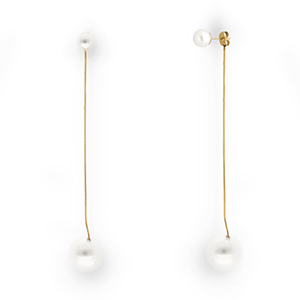 Boucles d'oreilles / puces en acier Inox avec imitations perles Dor&eacute;