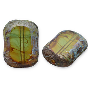 Perles tch&egrave;ques TCB rectangle 12x9mm Peridot-topaz