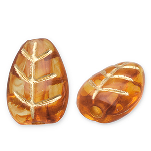 Perles acryliques feuille Marron cognac-dor&eacute;