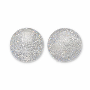 Perles acryliques avec pailletes 8 mm Gris-argent&eacute;