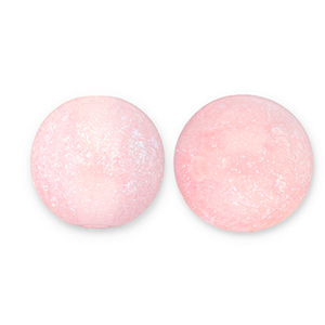 Perles acryliques avec pailletes 8 mm Rose clair-turquoise
