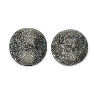 Perles acryliques avec pailletes 12 mm Noir-argent&eacute;