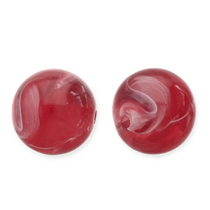 Perles acryliques 12 mm rond Rouge-blanc