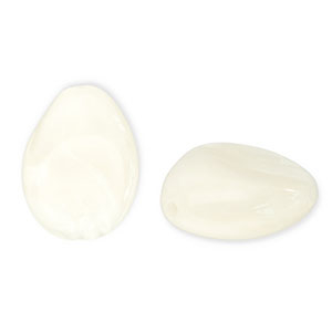 Perles acryliques goutte Blanc cass&eacute;-blanc