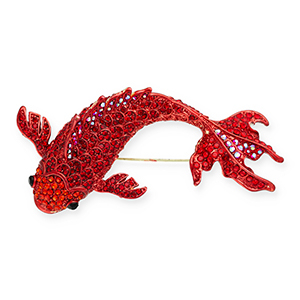 Broches accroche-regard carpe ko&iuml; Rouge-rouge AB coating-noir