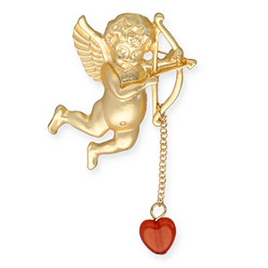 Broches accroche-regard cupidon Dor&eacute;-rouge