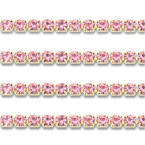 Cha&icirc;ne strass en acier Inox 3mm Dor&eacute;-rose