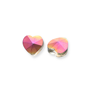Perles &agrave; facettes Fashion coeur Argent&eacute;-AB coating