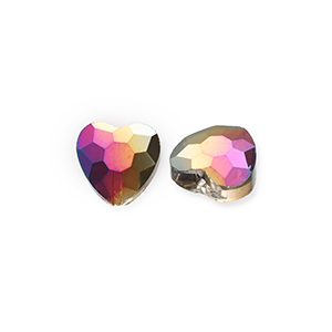 Perles &agrave; facettes Fashion coeur Argent&eacute;-AB coating