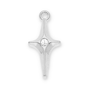 Breloques en acier Inox &eacute;toile avec strass Argent&eacute;-transparent