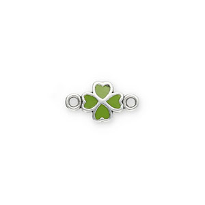 Breloques en m&eacute;tal DQ connecteur tr&egrave;fle Argent&eacute; antique-vert (sans nickel)