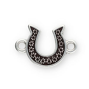 Breloques en m&eacute;tal DQ connecteur fer &agrave; cheval Argent&eacute; antique-marron fonc&eacute; (sans nickel)