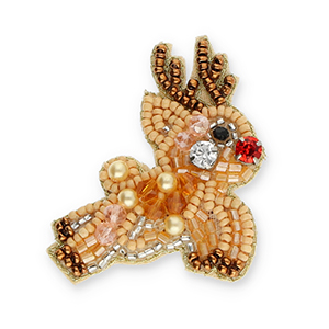Broches renne Beige-marron cuivr&eacute;-rouge