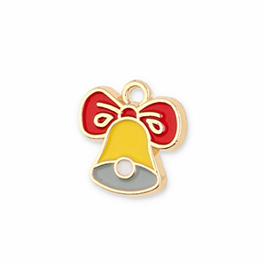 Breloques en m&eacute;tal cloche de no&euml;l Dor&eacute;-jaune-rouge-gris