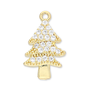 M&eacute;tal TQ laiton breloques sapin de No&euml;l Dor&eacute;-transparent