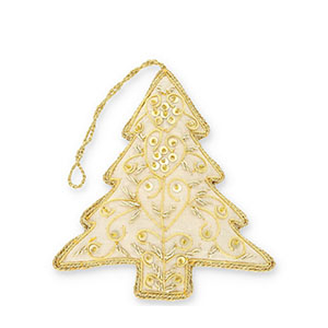 Breloque tendance sapin de No&euml;l Dor&eacute;-blanc cass&eacute;