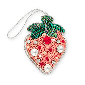 Breloque tendance fraise Rose-vert-agent&eacute;