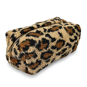 BY31&reg; Trousse en peluche avec imprim&eacute; l&eacute;opard Marron clair-marron-noir